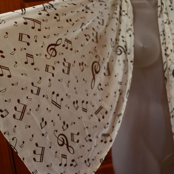Vintage Music Note Treble Cleft Sheer Scarf - Picture 3 of 7